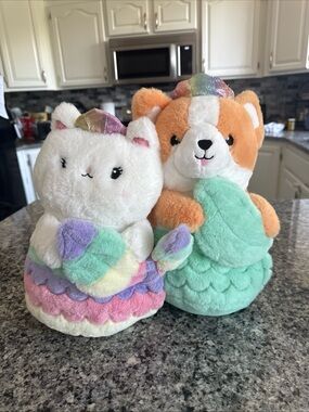 FAO Schwarz Light Up Plush Stuffy Cat Mermaid Rainbow & Glow Brights Corgi Plush